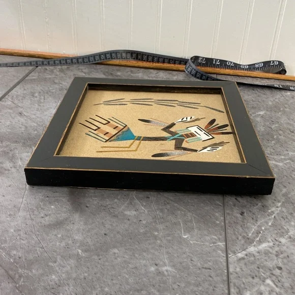 Navajo Sand Painting Native American Art Picture Cultural Spiritual 9.5” X 9.5” - Picture 4 of 9
